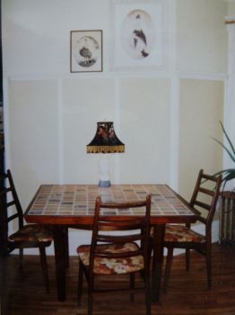 Table en teck et marbre avec 4 chaises-thumb